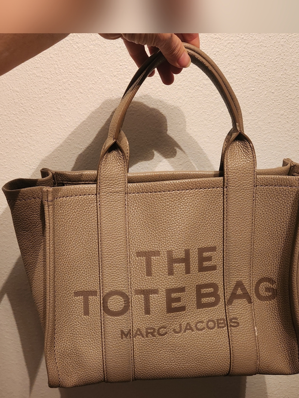 Marc Jacobs Taupe Pebbled Leather Logo Tote.*READ DESCRIPTION**